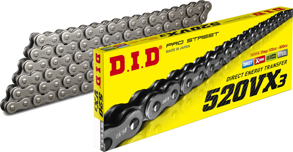 DID 520VX3 RAW STEEL X-RING SEALED CHAIN