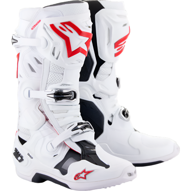 ALPINESTAR - TECH 10 SUPERVENTED RIDING BOOTS - WHITE/RED