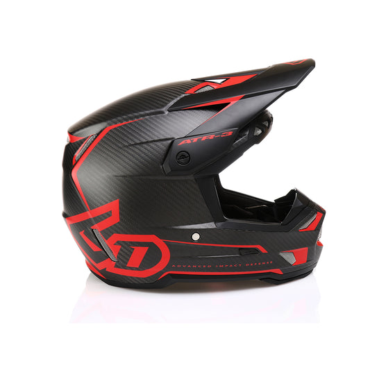 6D ATR-3 NOVA MATTE CARBON FIBRE / RED MOTO HELMET