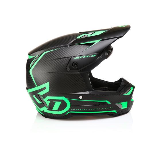 6D ATR-3 NOVA MATTE CARBON FIBRE / NEON GREEN MOTO HELMET