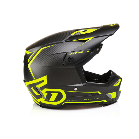 6D ATR-3 NOVA MATTE CARBON FIBRE / NEON YELLOW MOTO HELMET
