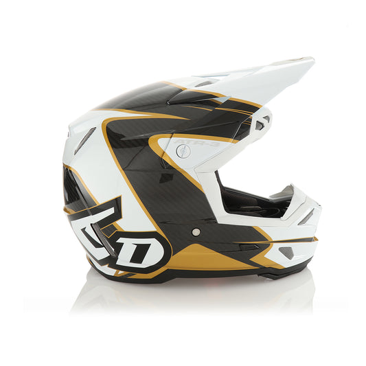 6D ATR-3 WAVE GLOSS CARBON FIBRE GOLD WHITE MOTO HELMET