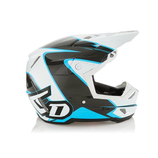 6D ATR-3 WAVE GLOSS CARBON FIBRE CYAN WHITE MOTO HELMET