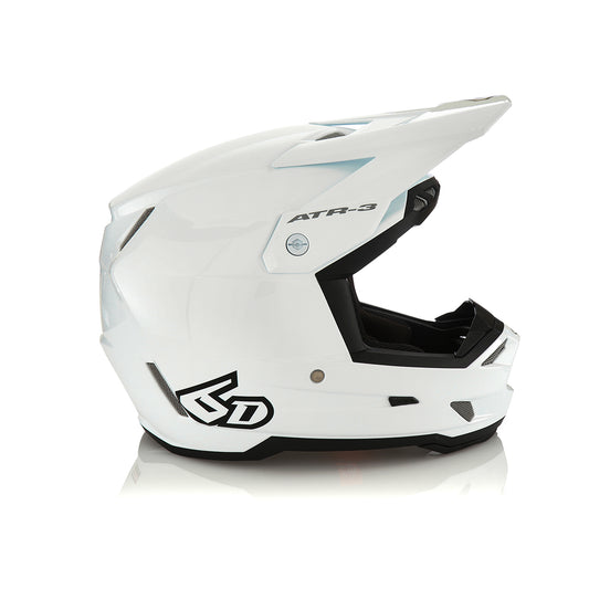 6D ATR-3 SOLID GLOSS WHITE MOTO HELMET