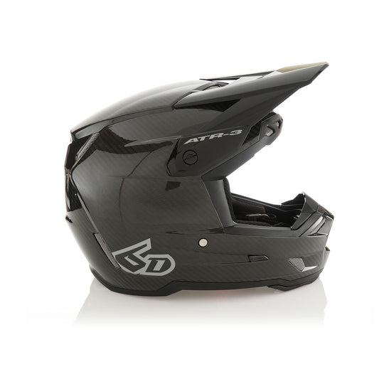 6D ATR-3Y YOUTH SOLID GLOSS BLACK CARBON FIBER MOTO HELMET