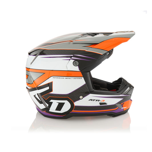 6D ATR-3 HYPER GLOSS NEON ORANGE PURPLE MOTO HELMET